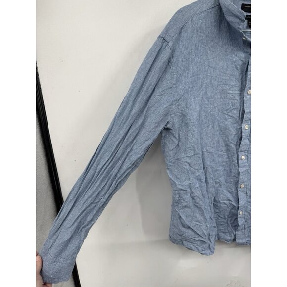 Banana Republic Untucked Fit 100% Linen Button Front Shirt Men XL Blue Beach - Picture 8 of 8